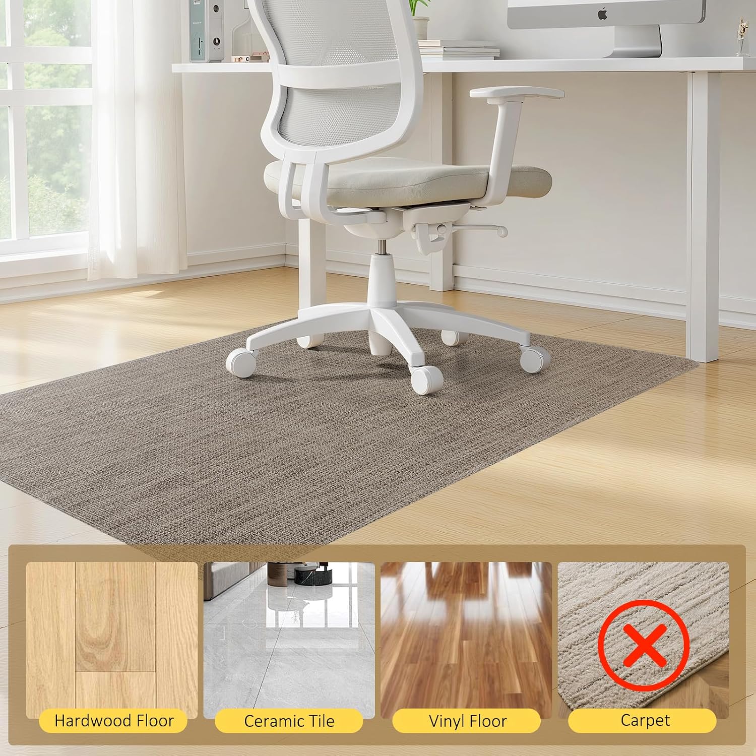 Thumbnail 6 de 2 Pack Office Chair Mat for Carpet (90 x 120 cm) – Transparent PVC Carpet Protector, Non-Slip for Low Pile Floors