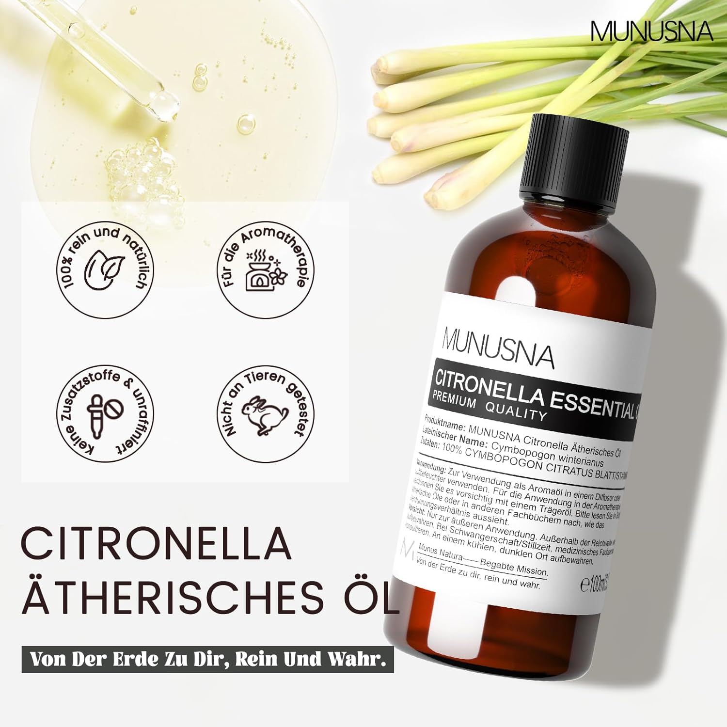 Thumbnail 1 de Citronellaöl 100 ml von MUNUSNA – ätherisches Öl für Diffuser, Räuchern & DIY