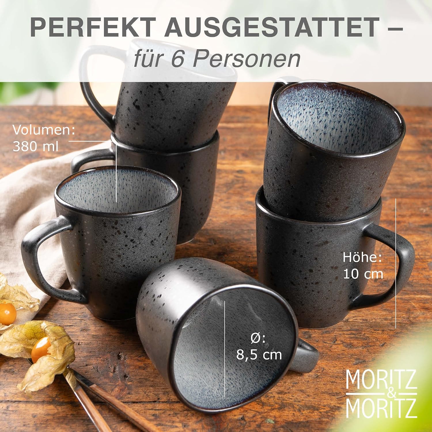 Thumbnail 1 de Moritz & Moritz Kaffeetassen 6er Set – Robustes Steingut mit Farbverlauf, spülmaschinengeeignet