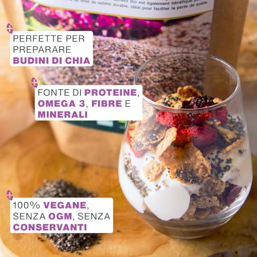 Detalle de Semi di Chia Bio 1KG Amoseeds: proteine, salute cardiovascolare e qualità superiore