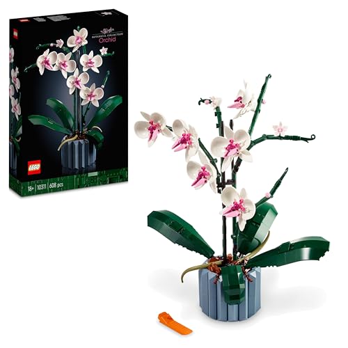 Detalle de LEGO 10311 Orquídeas blancas y rosas, jarrón azul 🧩