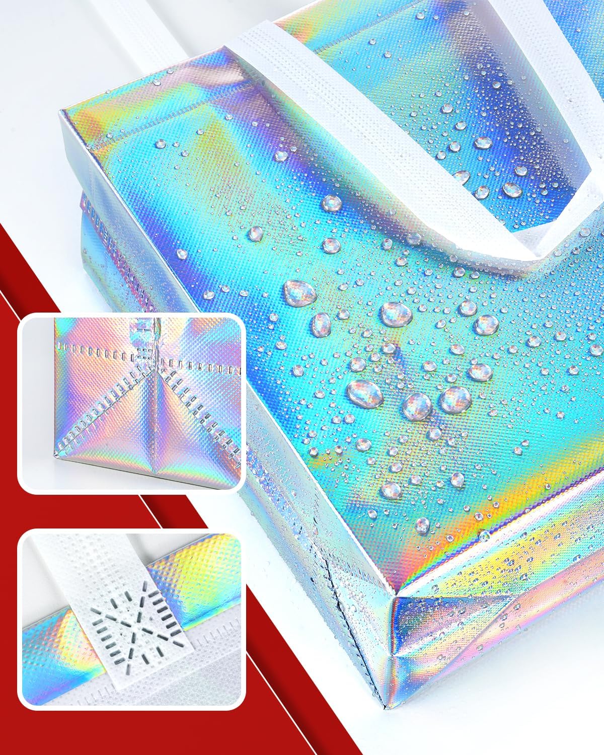 Thumbnail 1 de Lzerking Reusable Gift Bags Set — 30 Pack, Holographic Non-Woven with Handles (13x5x11 inches)