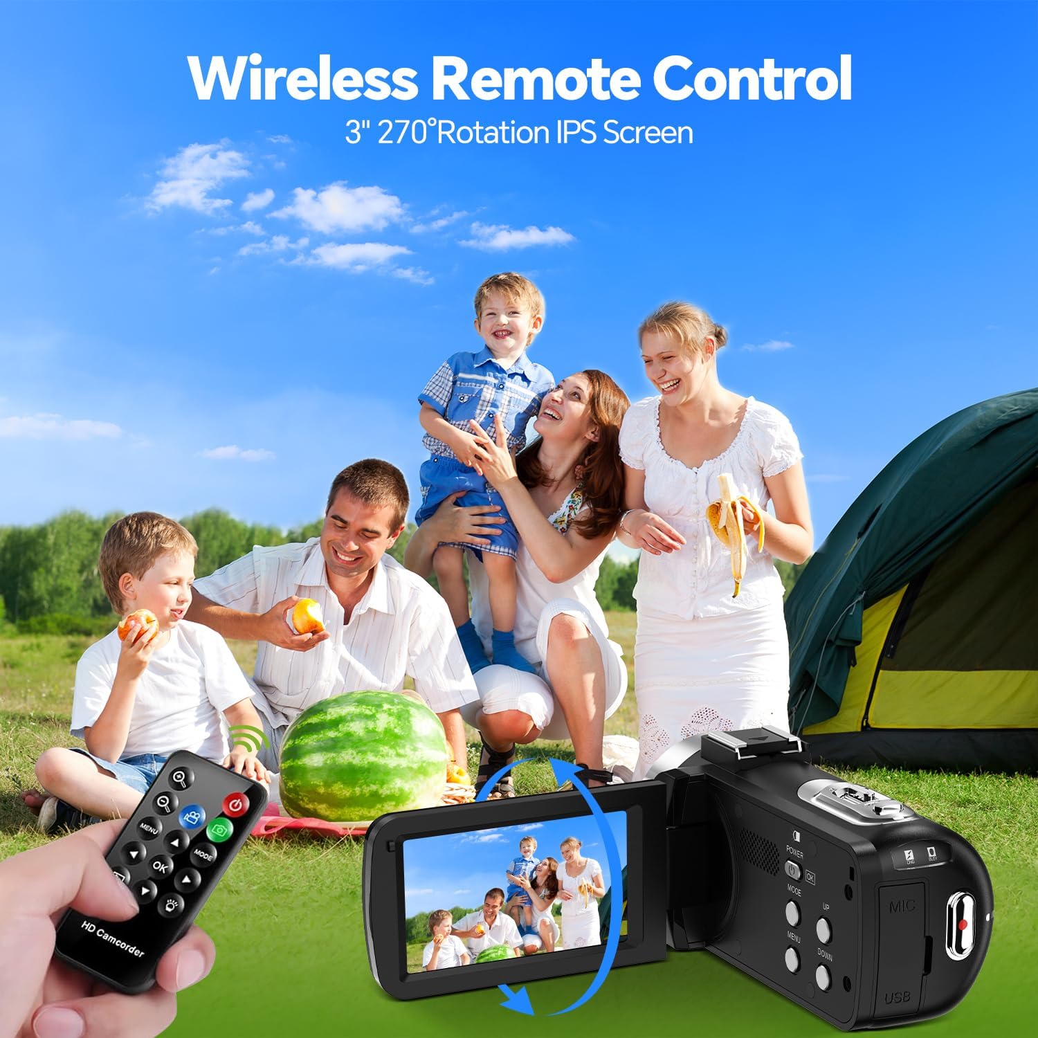 Detalle 2 de FIREFOTO 4K Video Camera Camcorder: 42MP Vlogging, 18X Zoom, 270° Screen, Webcam