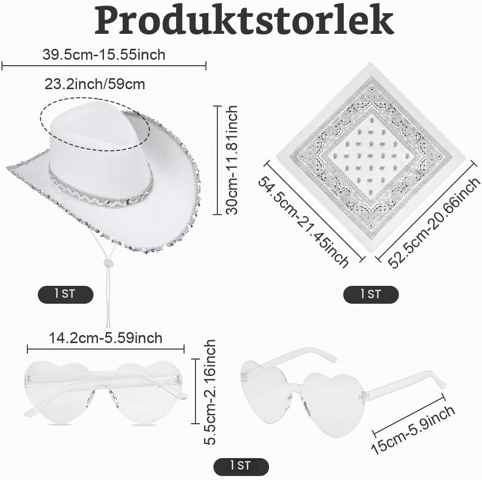 Detalle 2 de AOMIG cowboyhatt för vuxna med solglasögon och bandana
