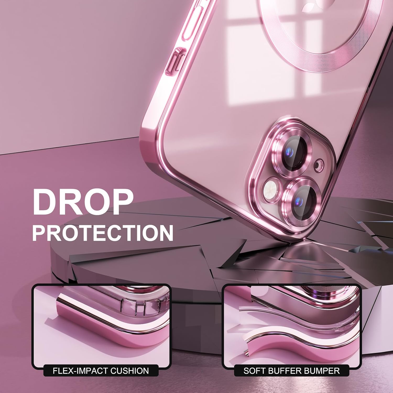 Detalle 2 de Misea iPhone 15 Plus MagSafe Clear Case, military drop protection