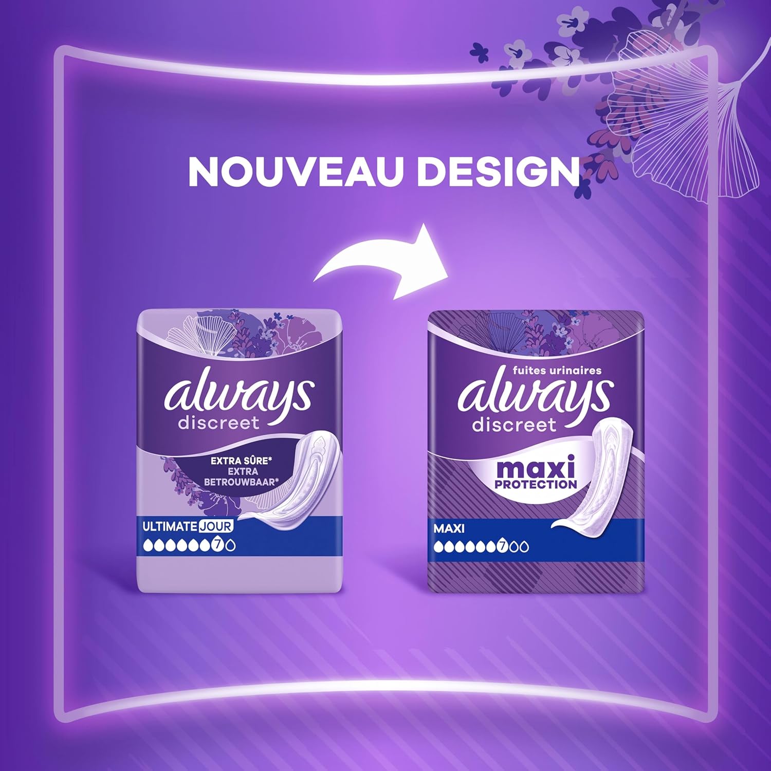 Thumbnail 5 de Always Discreet Serviettes Pour Fuites Urinaires Femmes — Maxi Protection, Absorption 7, 48 Serviettes