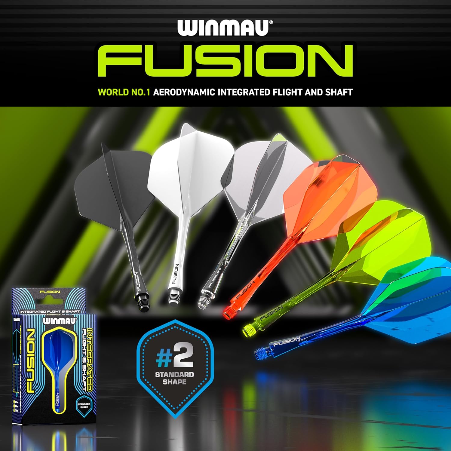Detalle de Winmau Darts Fusion 一体型フライト&シャフト No.2形状・ポリマー製・スチール/ソフトチップ対応