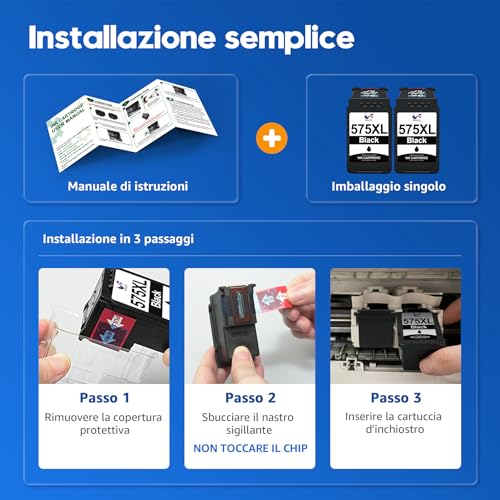 Detalle de ONLYU 575XL PG-575 XL Cartucce compatibili per Canon 575XL Nero