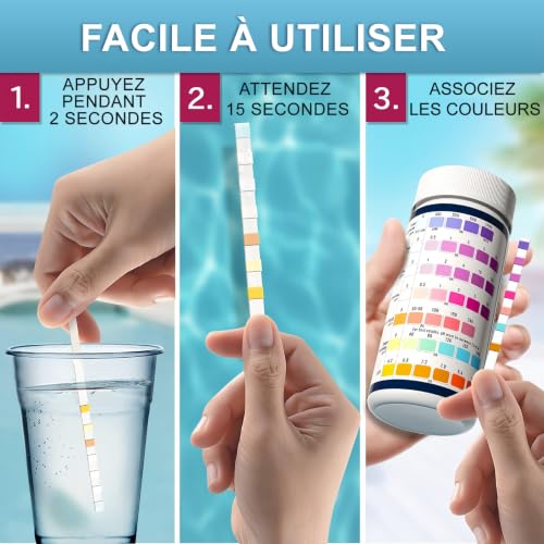 Detalle 2 de RUNBO 7 en 1 Testeur pour Eau de Piscine et Spa – 150 bandes