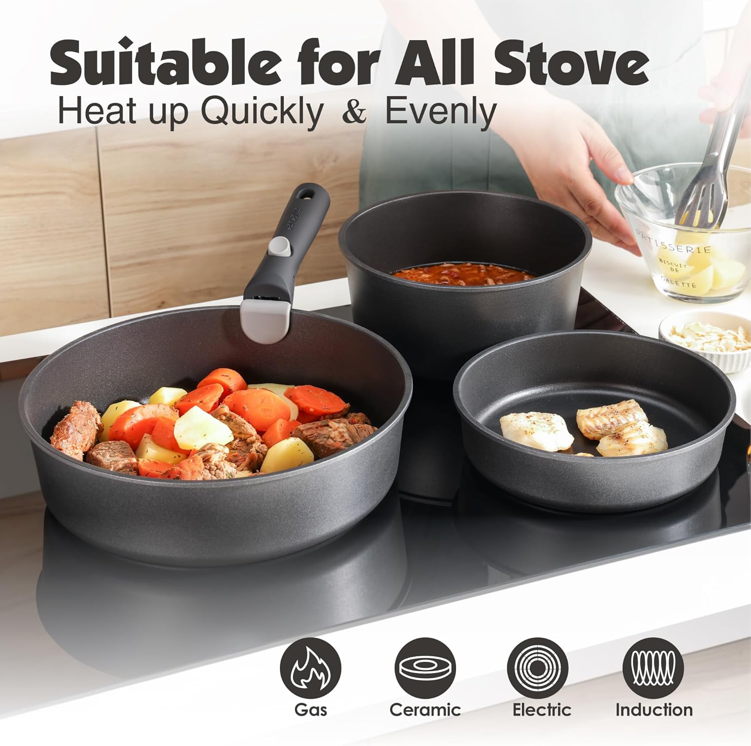 Thumbnail 4 de SENSARTE 24-Piece Nonstick Pots and Pans Set with Removable Handles