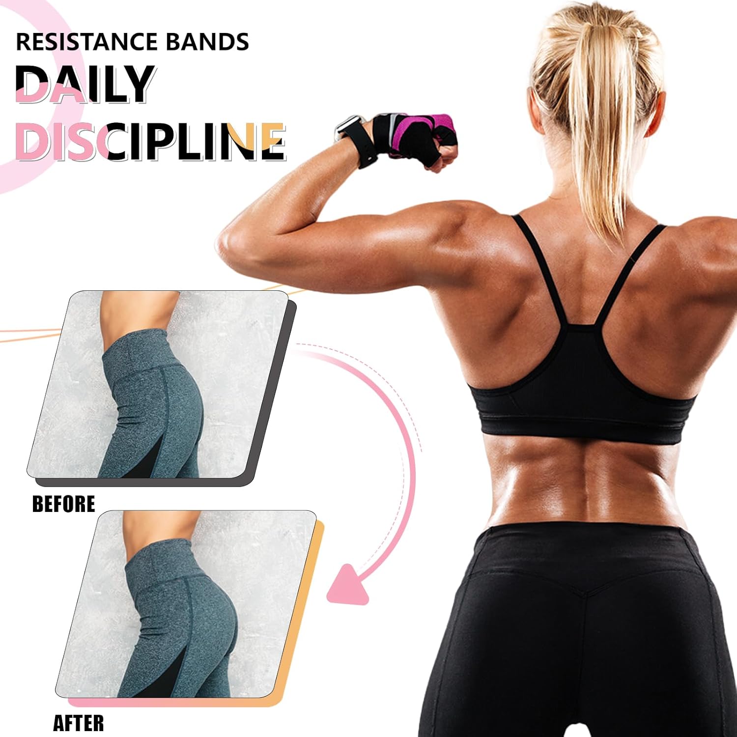 Detalle 2 de koulate 3-Level Fabric Resistance Exercise Bands (Multi-Colored)