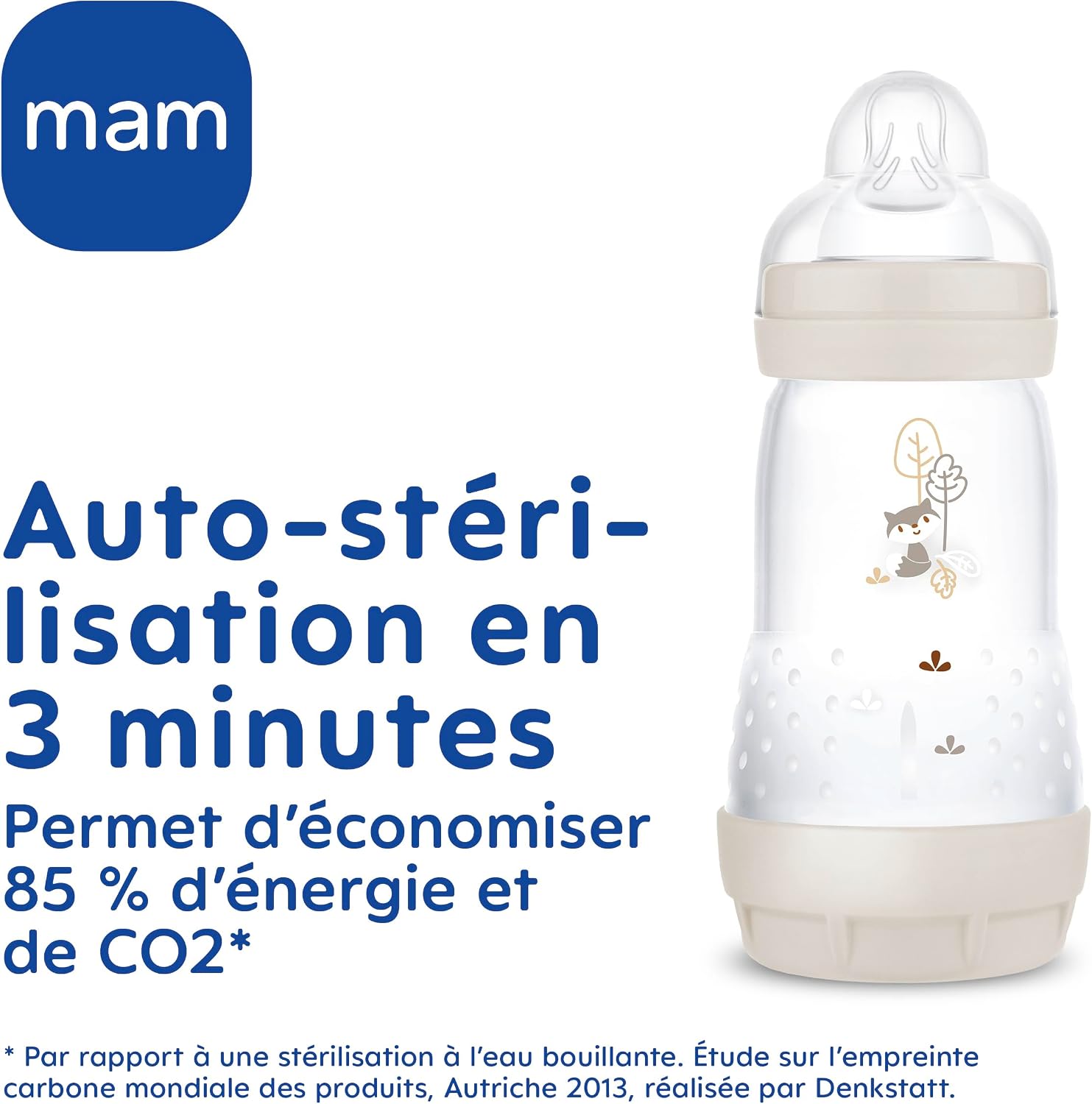 Detalle 2 de MAM Coffret Naissance Bébé — 4 Biberons Easy Start Anti-Colique + Sucette Naissance + Boîte doseuse (Sable)