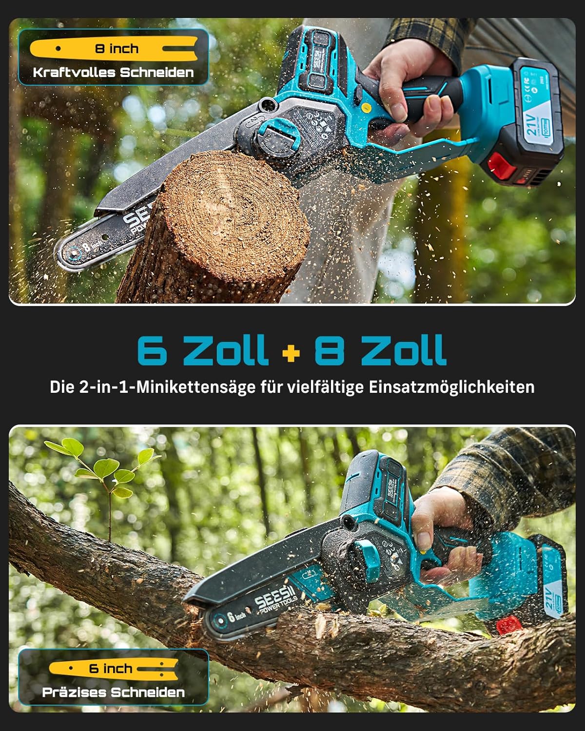 Detalle 2 de SEESII Mini Kettensäge 1000 W
