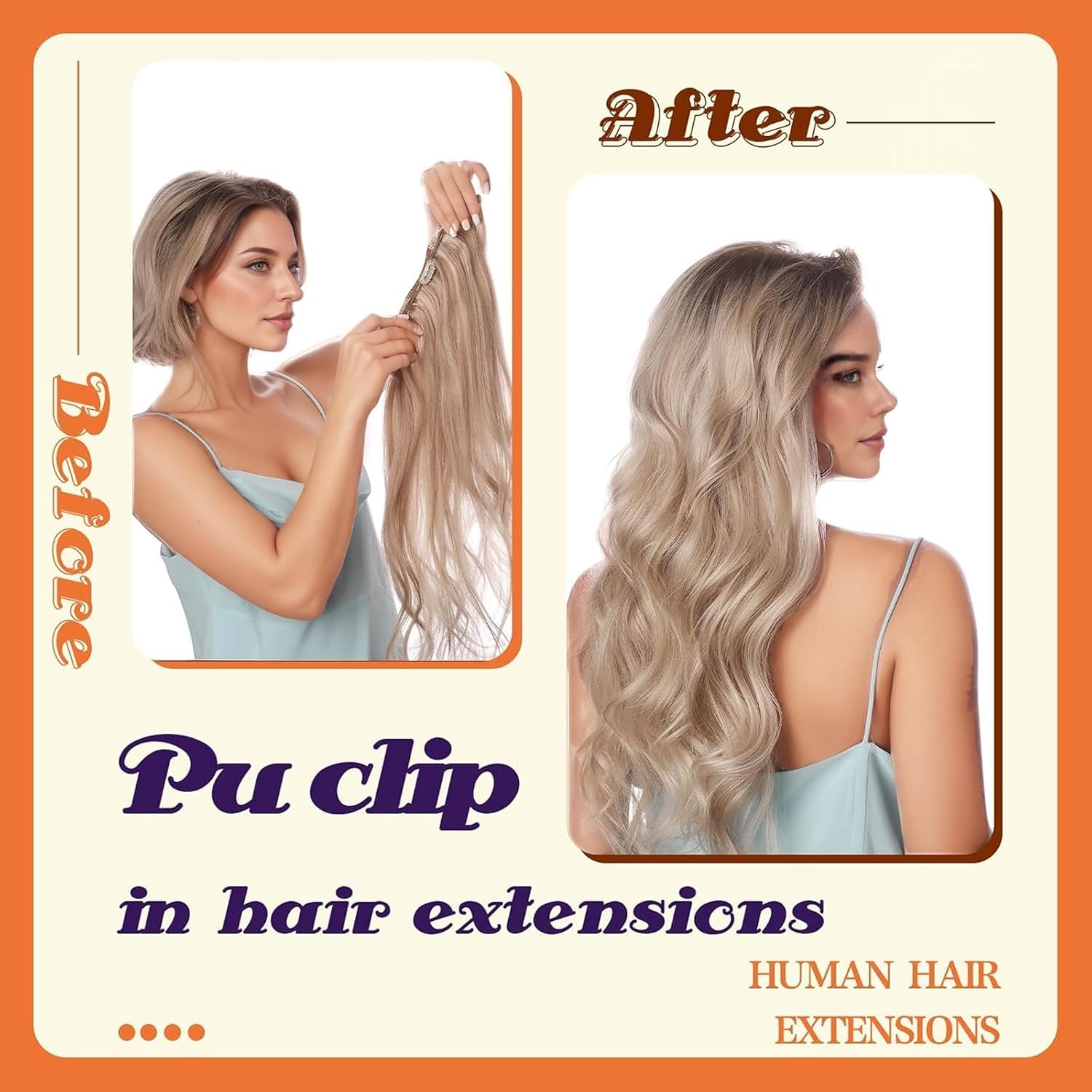 Detalle de Full Shine Blonde Clip-In Hair Extensions, 20 Inch, 150g, 8 Pcs