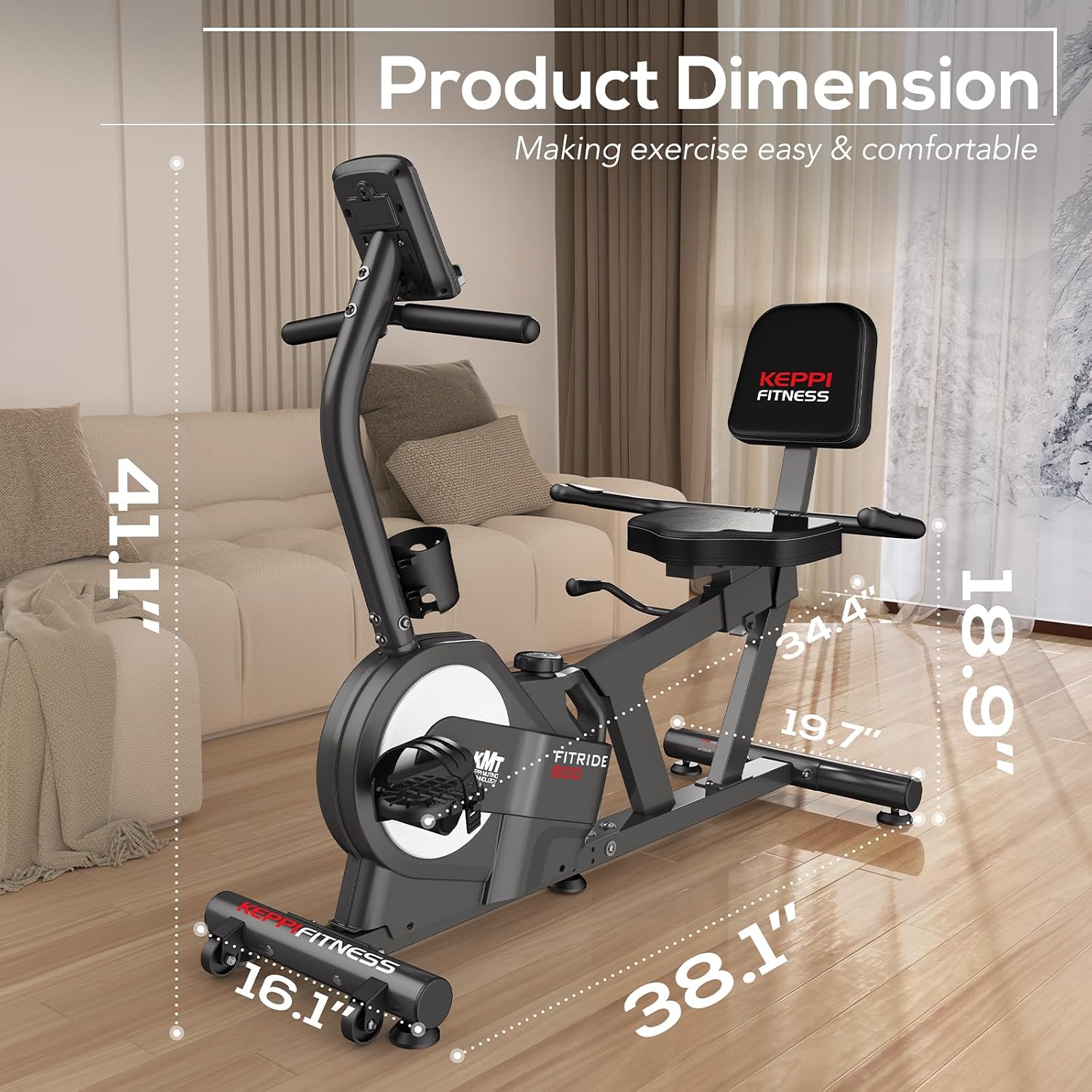 Thumbnail 6 de Keppi Fitness FITRIDE800 Recumbent Exercise Bike, 8 Magnetic Resistance Levels
