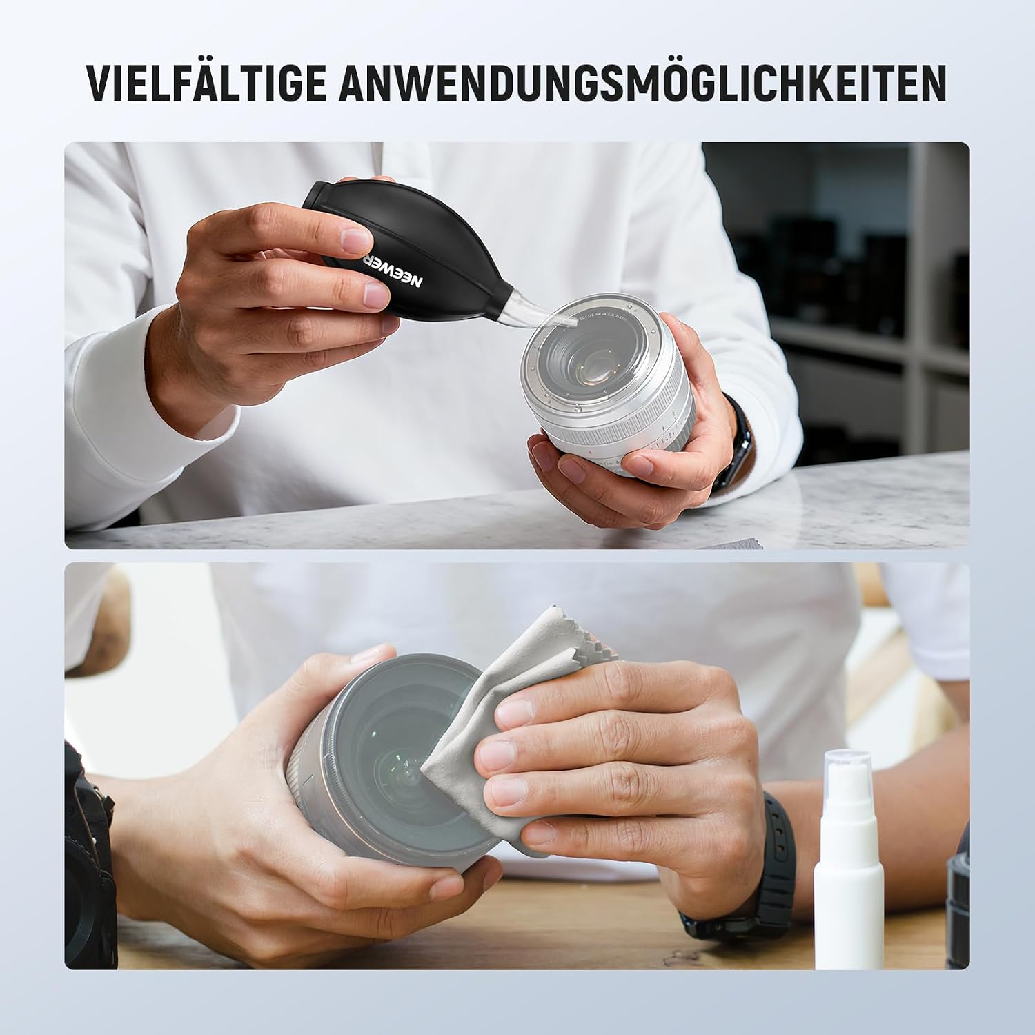 Thumbnail 5 de NEEWER 2 in 1 Kamera-Reinigungsset HM-50: Luftbläser + Reinigungstuch für Objektive, Sensoren und Displays