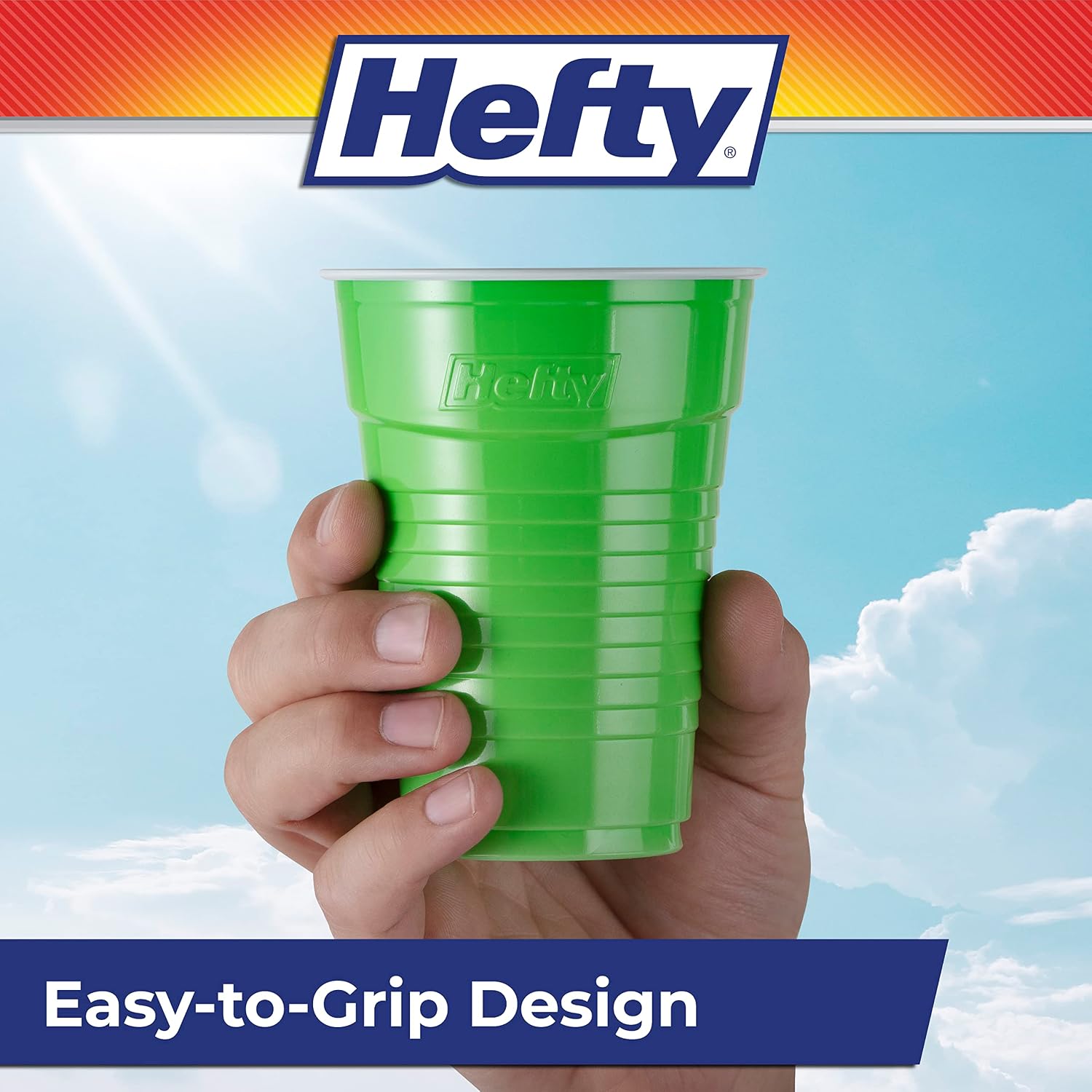 Detalle de Hefty Party On Disposable Plastic Cups, 16 oz, 100 Count – Assorted Colors