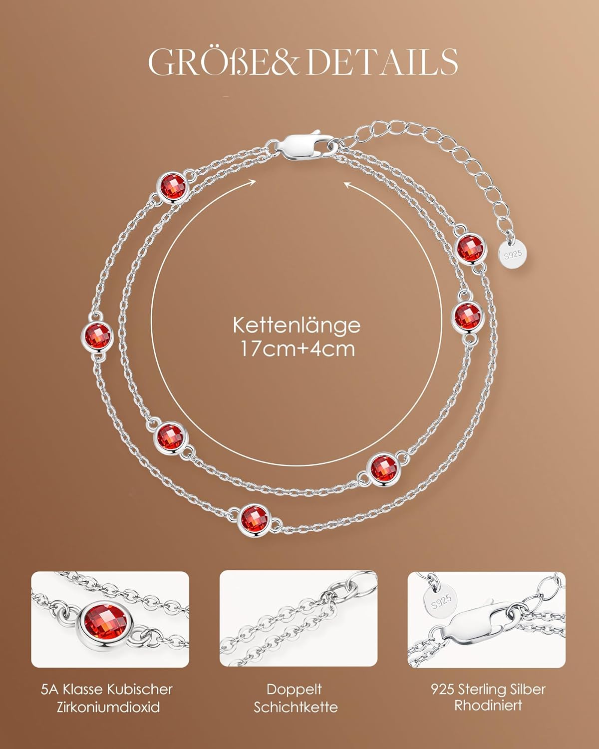 Thumbnail 3 de Louisa Secret Bracciale Donna in Argento 925 con Zirconi – Design multistrato regolabile
