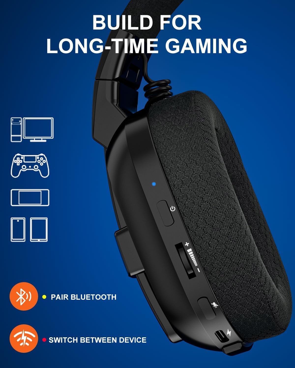 Thumbnail 4 de JIMYIU Cuffie Gaming Wireless 2.4GHz/BT: audio chiaro, comfort prolungato e compatibilità multi-piattaforma