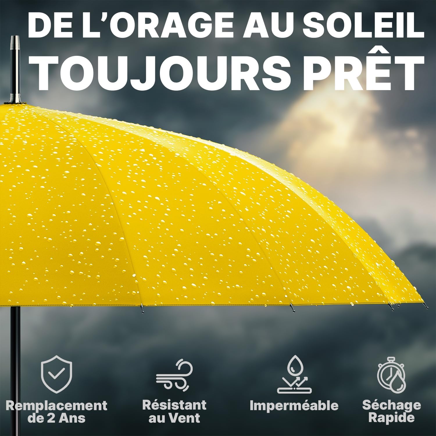 Thumbnail 6 de Royal Walk Parapluie Automatique XXL pour deux – résistant au vent, manche en bois, 16 baleines et ouverture one‑touch