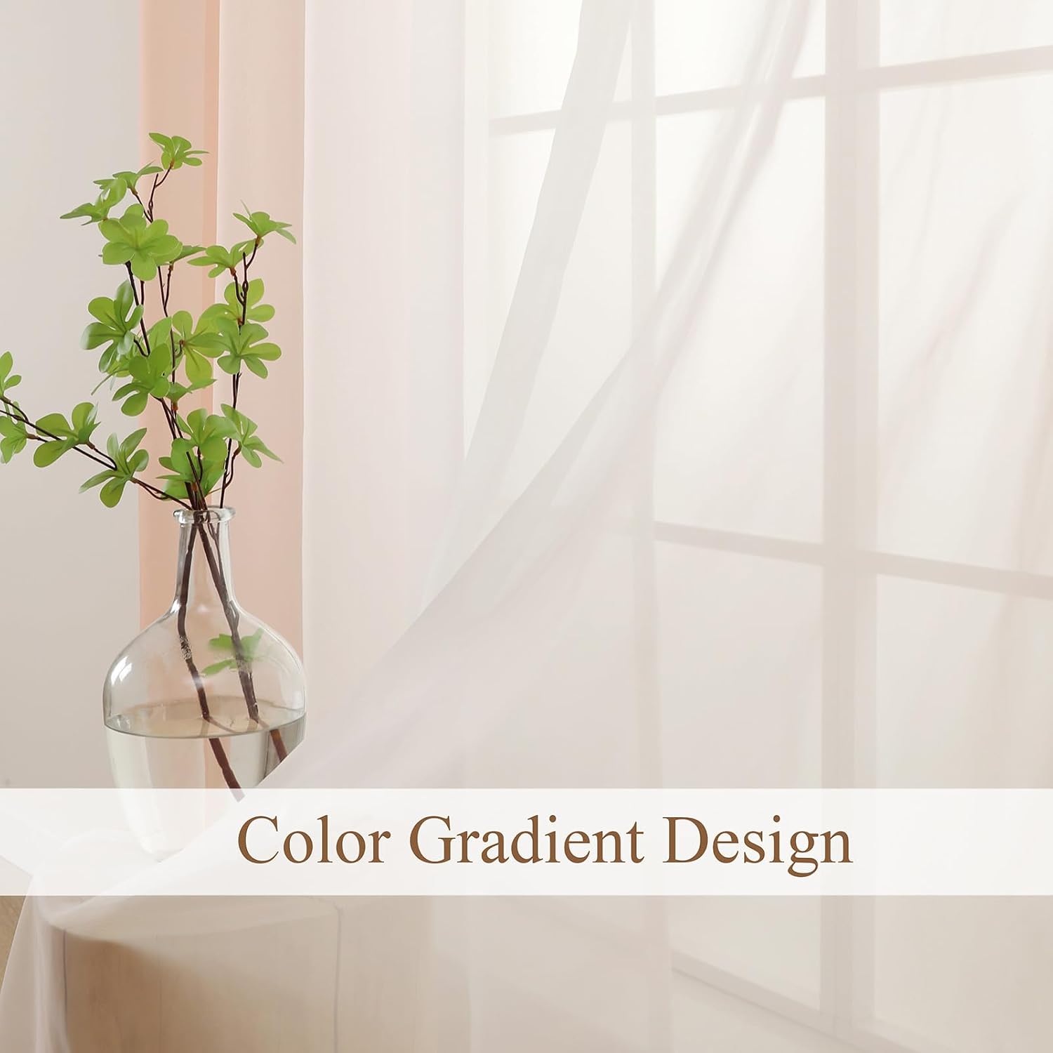Thumbnail 4 de L.Z.E Pink White Voile Curtains