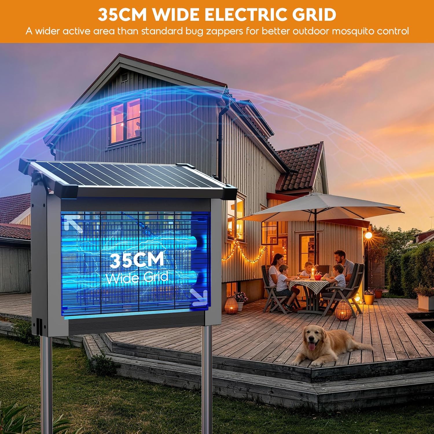 Thumbnail 5 de Anysun lampada antizanzare elettrica solare da esterno 4500V con ricarica USB, IPX5 e cavo da 3 m