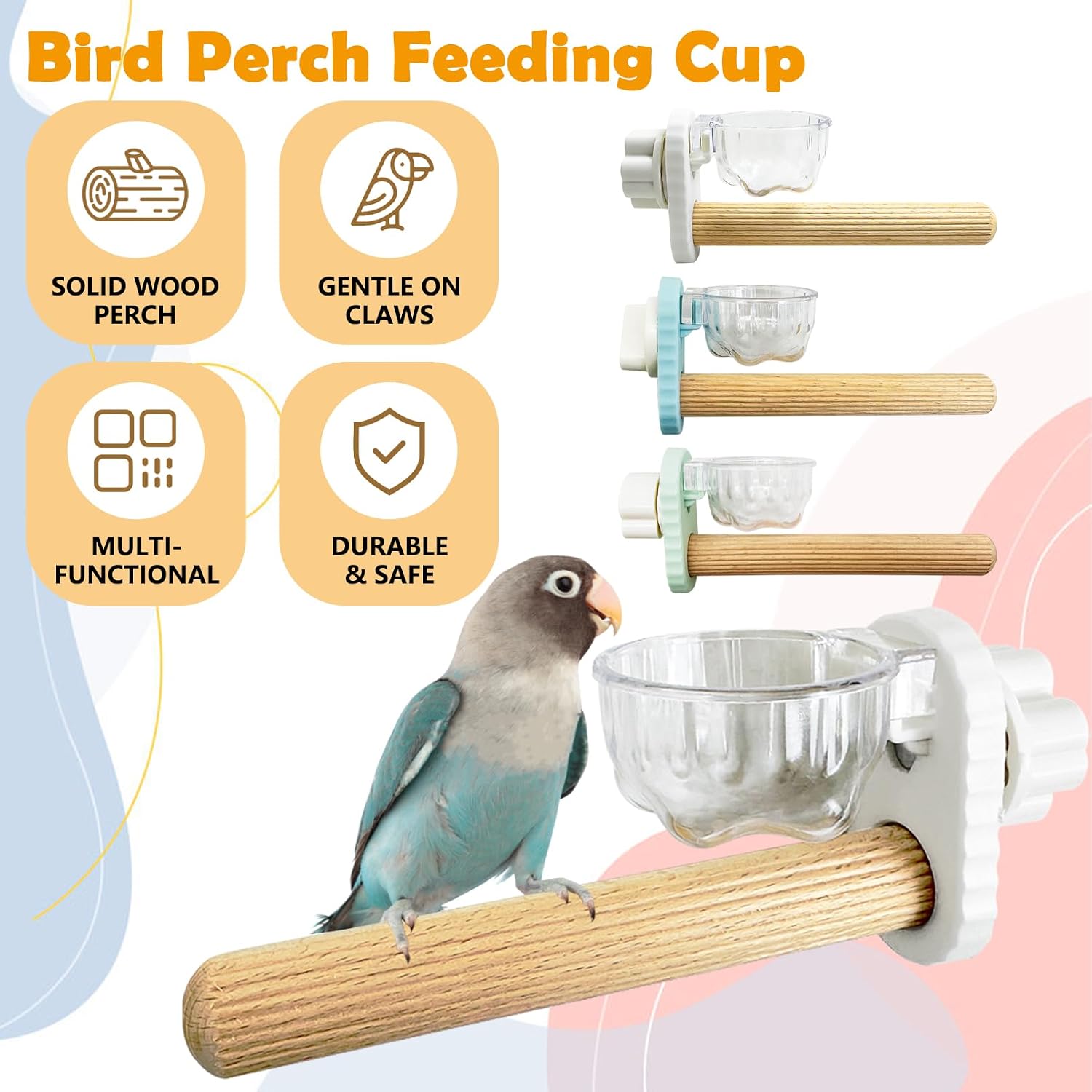Detalle de Kathson Wooden Bird Perch with Feeder