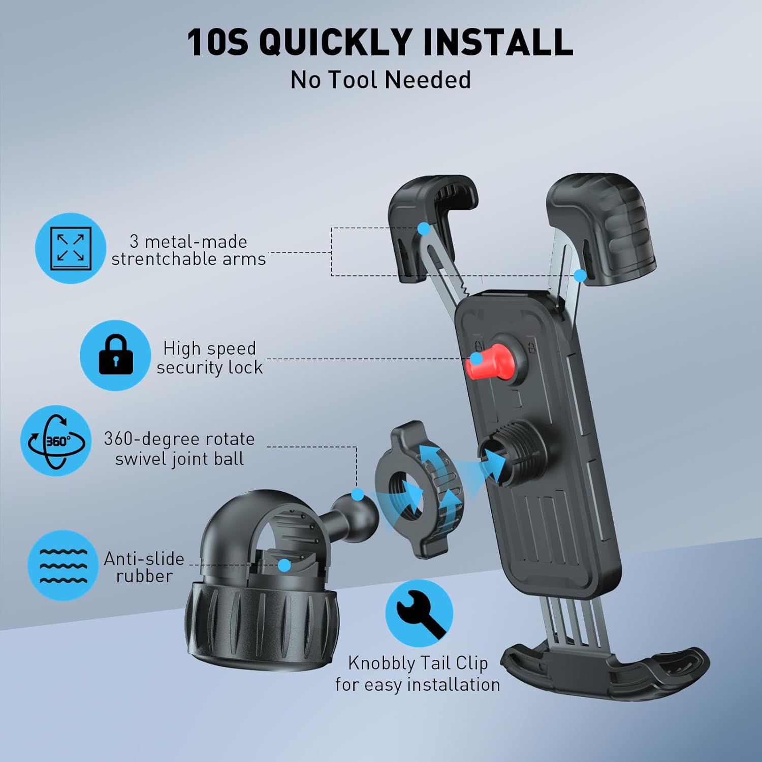 Thumbnail 6 de Hiboy Bike Phone Holder 360° Rotating Mount for 5.1"–6.8" Phones
