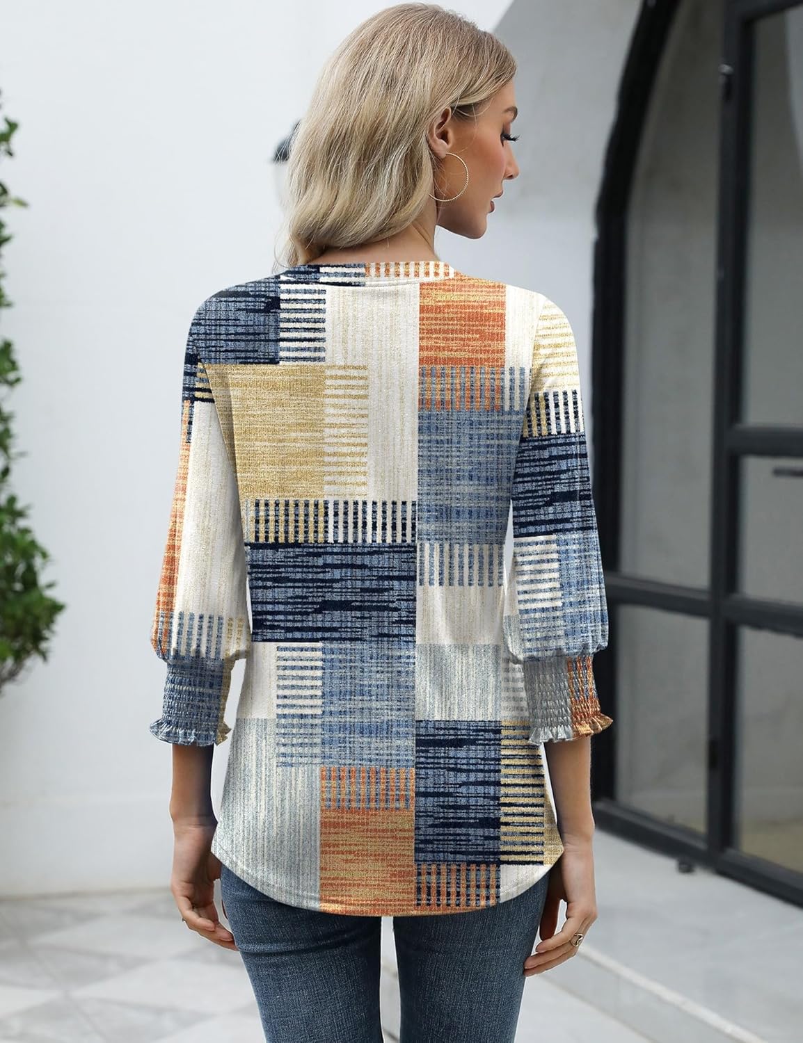 Thumbnail 4 de Rapbin Damen Bluse mit 3/4-Ärmeln, V-Ausschnitt und Blumenmuster – Tunika-Style für Sommer & Übergang