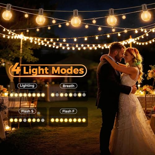 Detalle 2 de VenzBlomia Solar Festoon Lights Outdoor 16.3M/53.5FT with Remote – G40 LED, USB Backup
