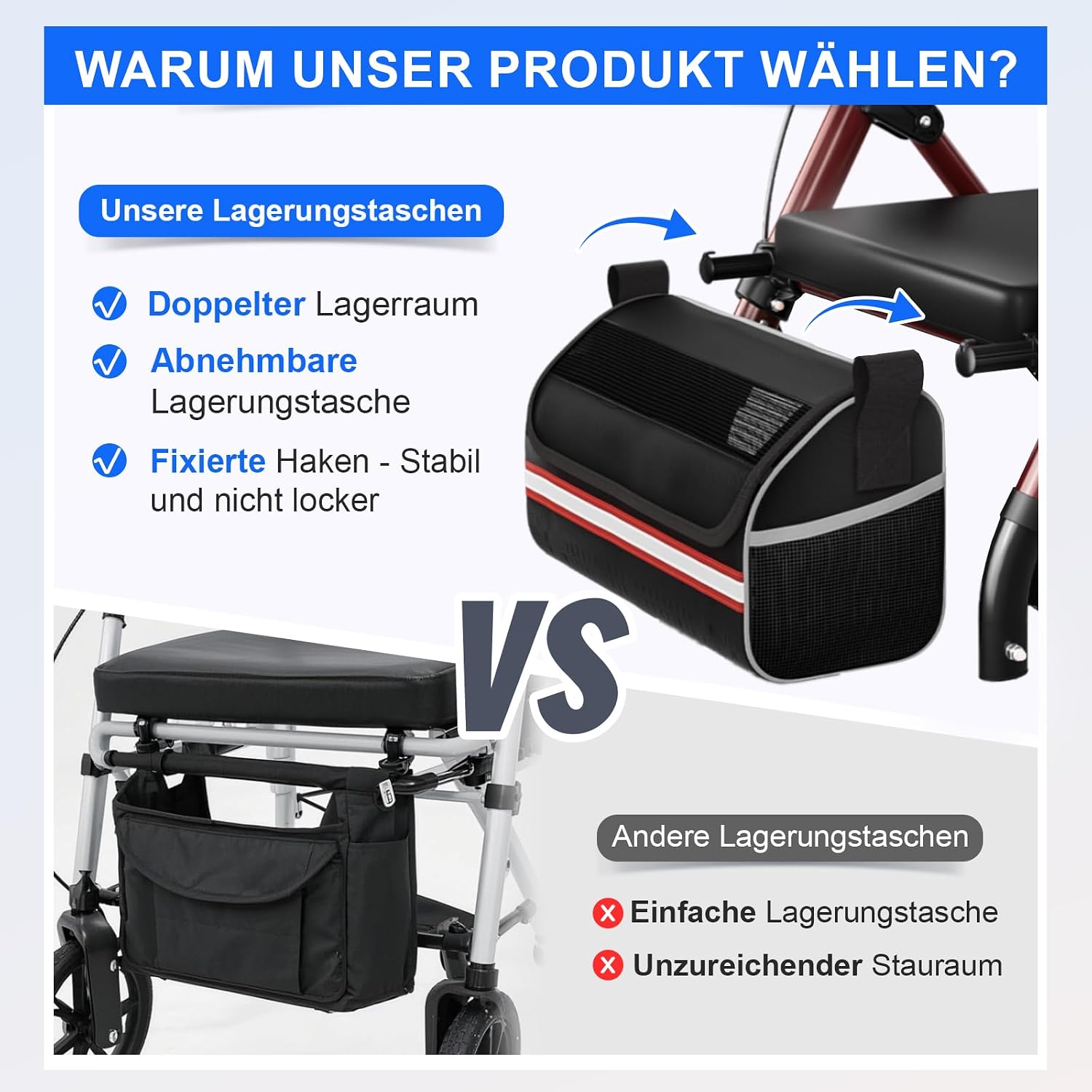 Thumbnail 1 de Matinal Leichtgewicht Rollator faltbar mit Sitz – bis 160 kg belastbar, 6-fach höhenverstellbar