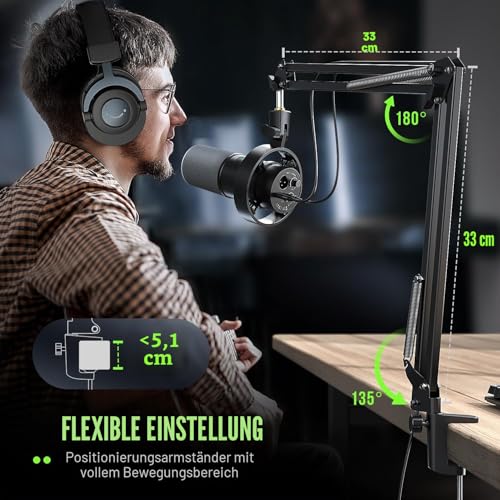 Thumbnail 5 de FIFINE K688CT Podcast Mikrofon-Set mit Boom Arm – USB/XLR, Mute-Taste, 3,5 mm Kopfhörer–Port