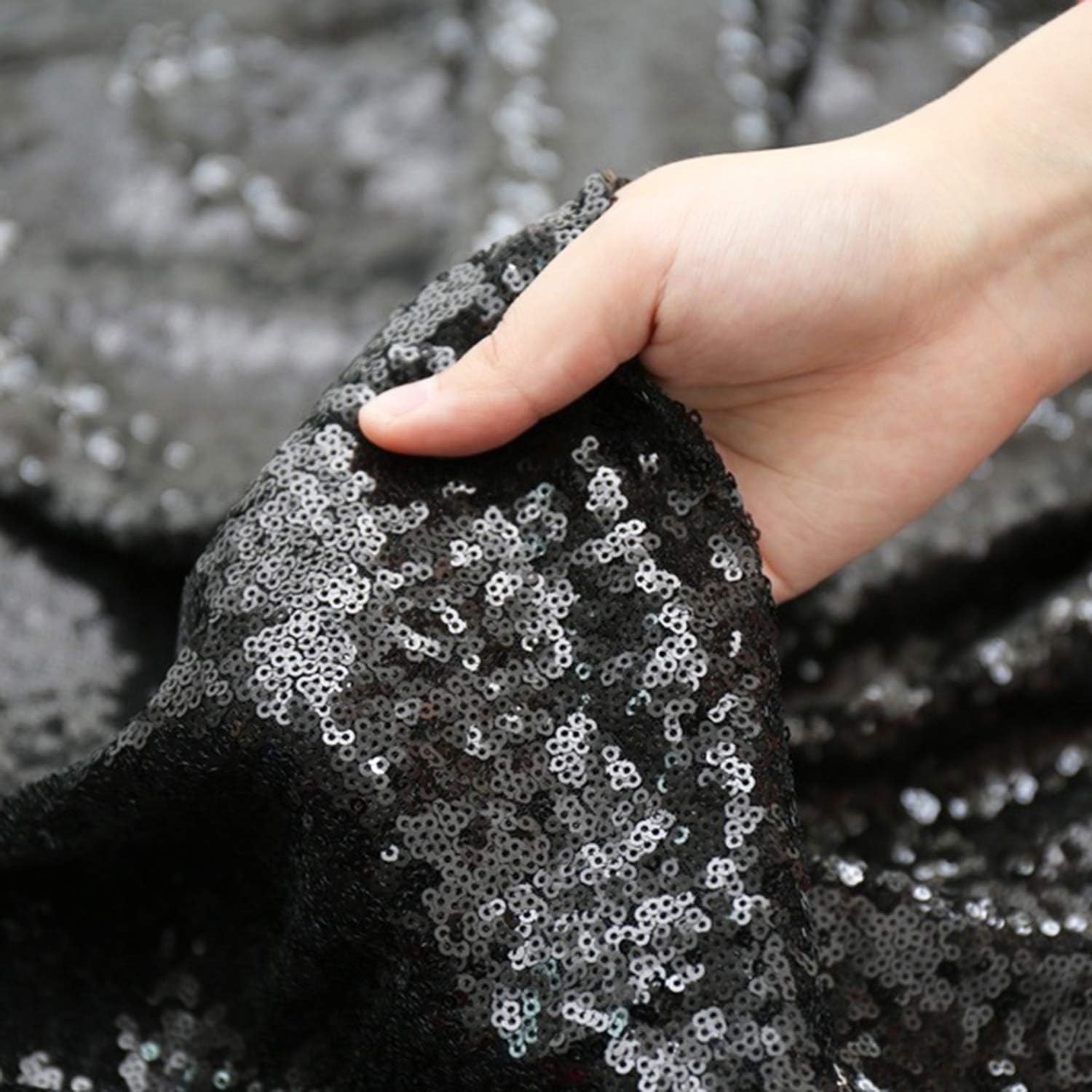 Detalle de Poise3EHome 6FT x 8FT Black Sequin Photography Backdrop Curtain for Party Decoration