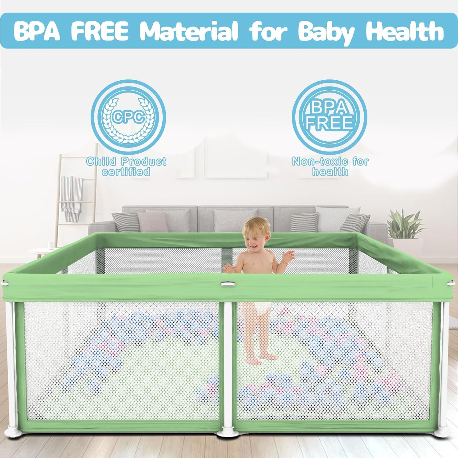 Thumbnail 2 de Laufstall Baby mit Matratze 127x127 cm Avocadogrün
