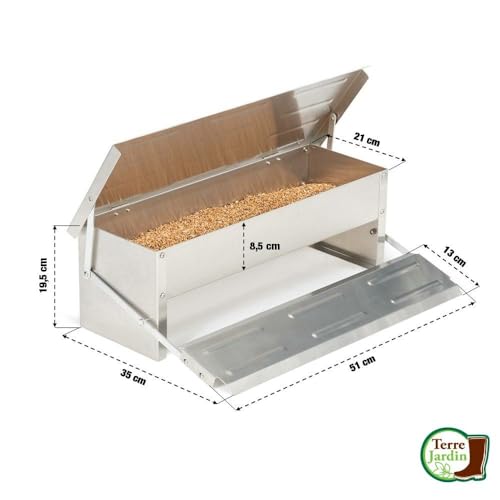 Thumbnail 3 de TERRE JARDIN - Comedero para Gallinas, 5 kg, XL - Comedero para Gallinas Anti Plagas, Acero Galvanizado - Automático, Anti Desperdicio