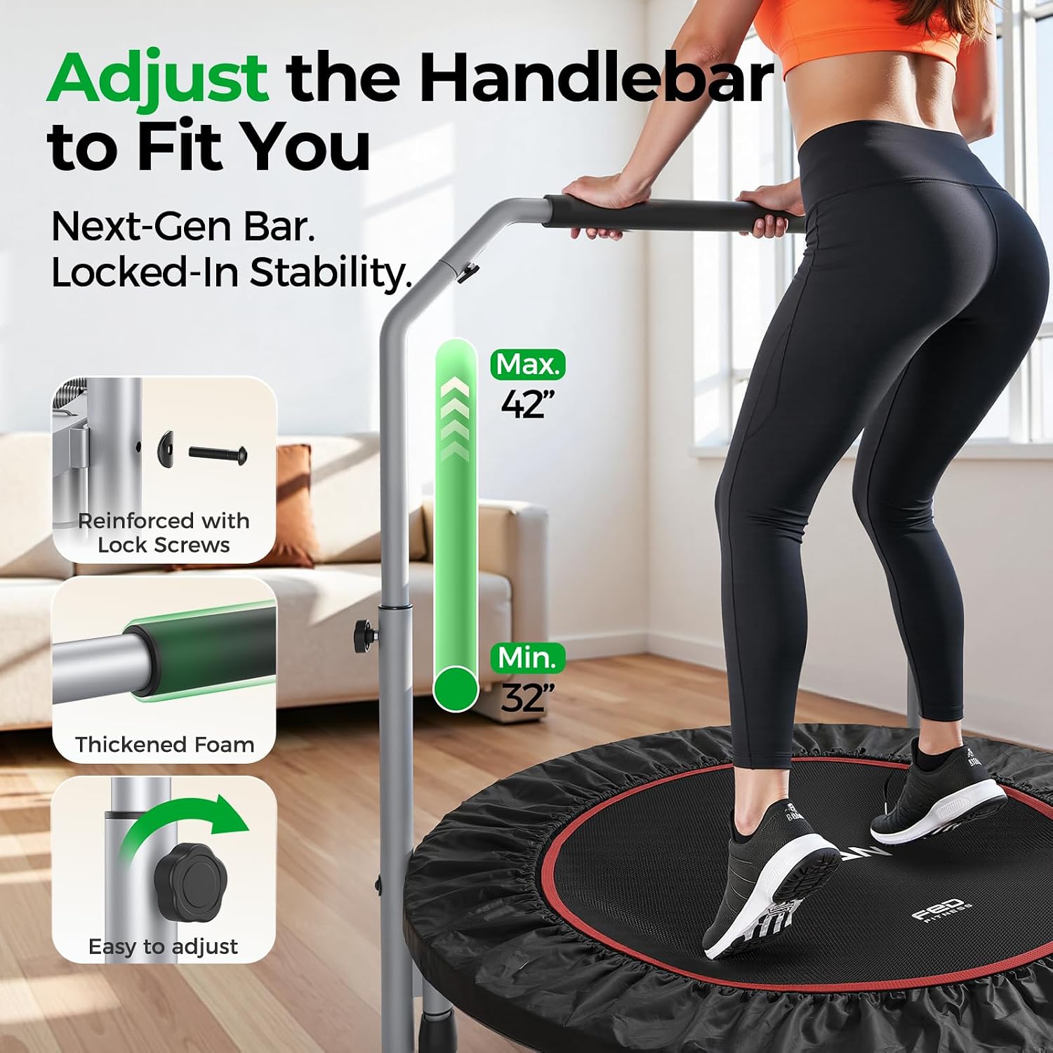 Detalle 2 de BCAN SP2 TX-6389CU 40-Inch Foldable Rebounder with Adjustable Handle
