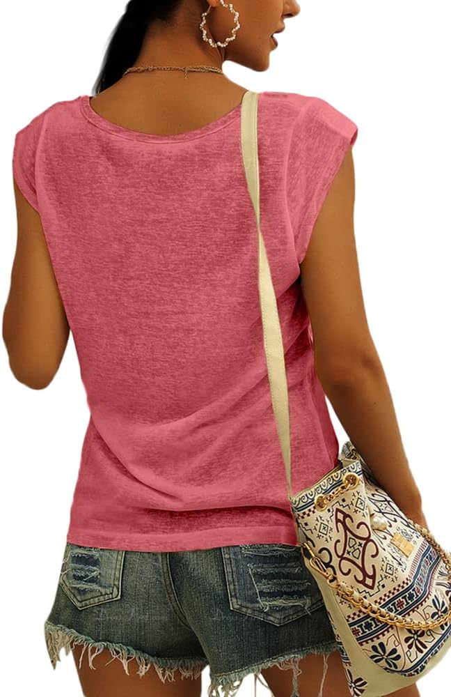 Detalle de GeGekoko Women's Cap Sleeve Blouses T-Shirt – Casual Loose Fit Essentials