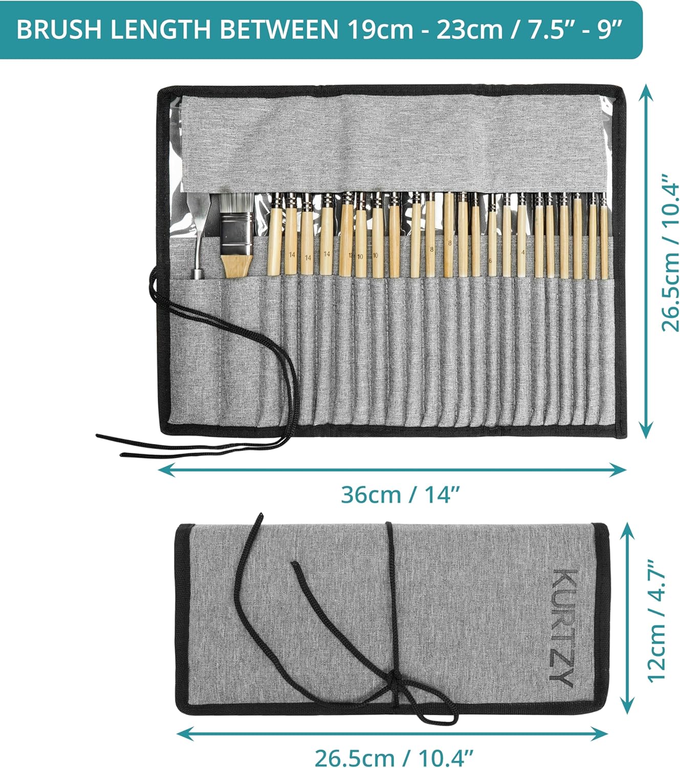 Thumbnail 1 de Kurtzy 24-Piece Artist Paint Brush Set with Case (Nylon Hair) for Acrylic, Watercolour, Gouache & Oil