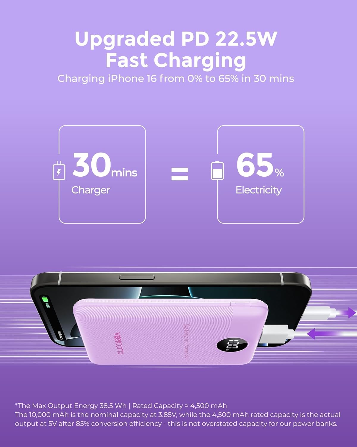 Thumbnail 2 de VEEKTOMX 10000mAh Power Bank with PD 3.0 & QC 3.0 — Compact 22.5W Fast Charging