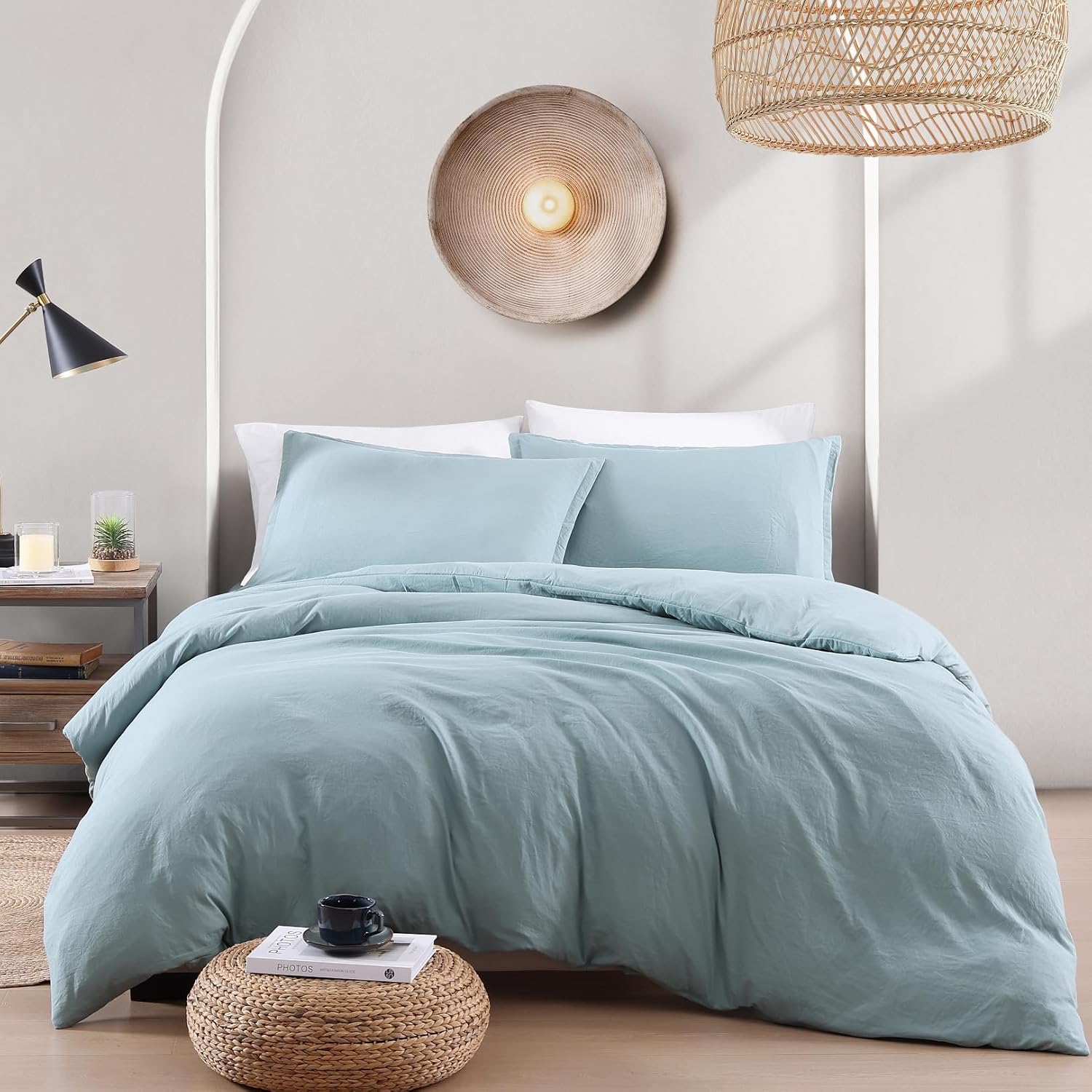 Detalle 2 de LANE LINEN Single Duvet Cover Set French Blue – Pre-Washed Soft Microfibre Polyester