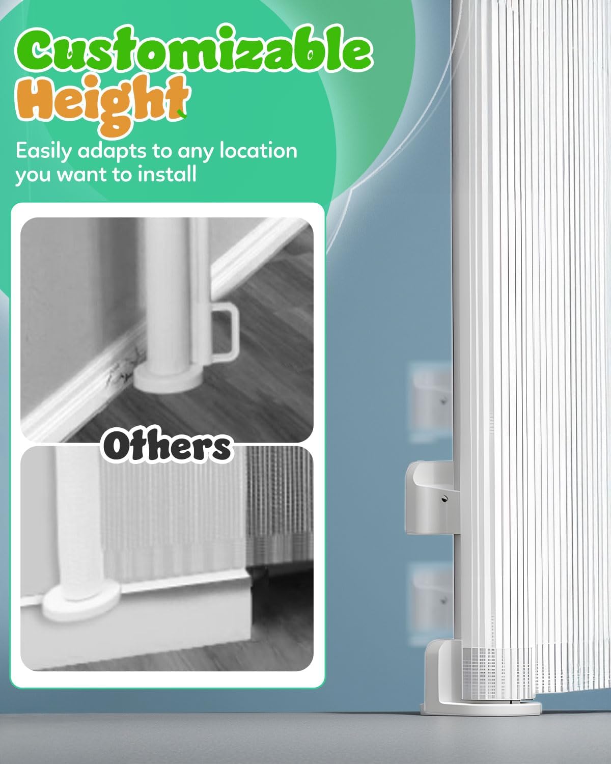 Detalle de Retractable Stair Gate for Baby with Double Lock, 140 cm Wide, One-Handed Operation