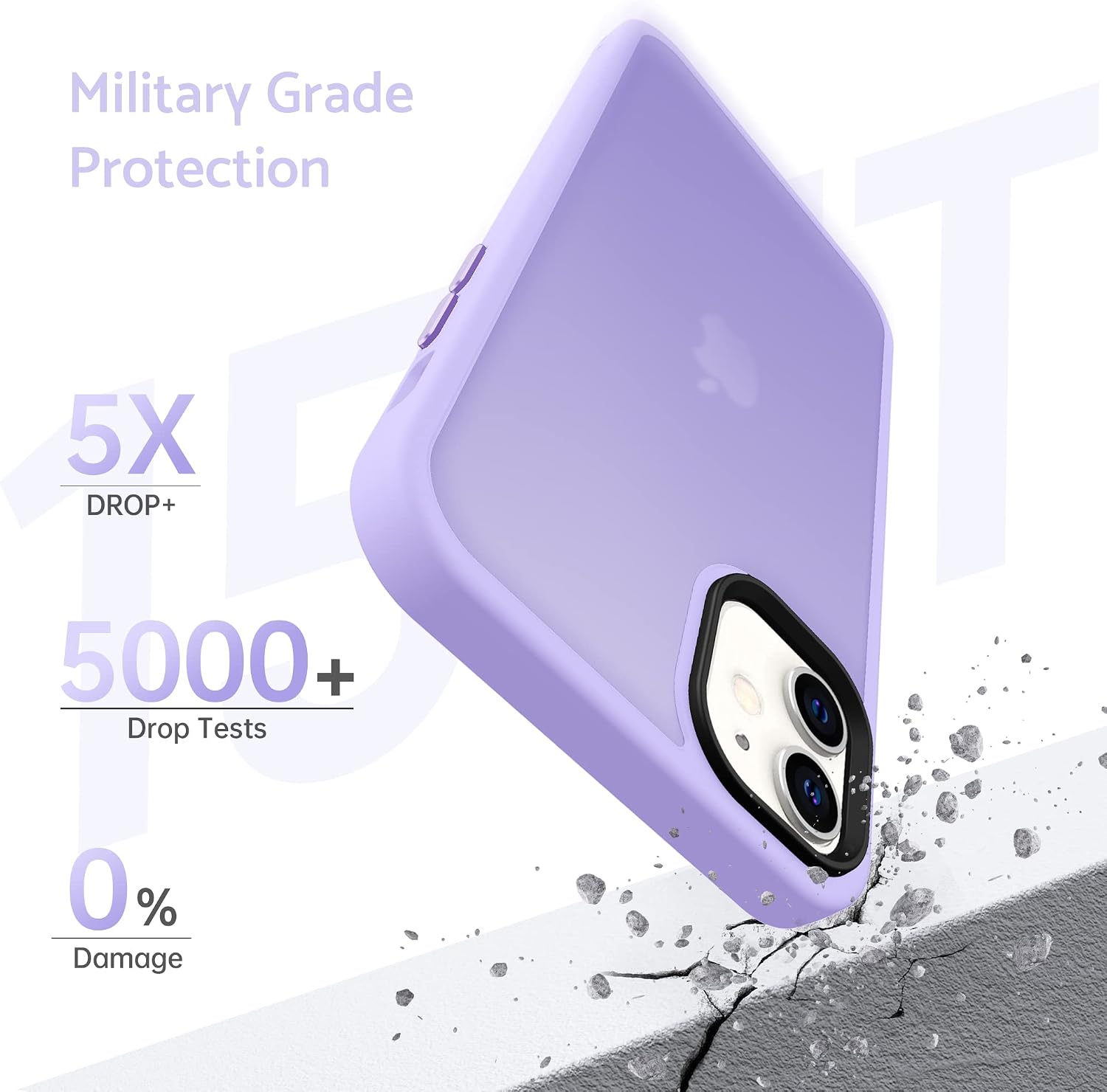 Detalle 2 de ANQR P Matt Zero Hülle für iPhone 11 – dünner Militärschutz mit Kameraschutz, violett