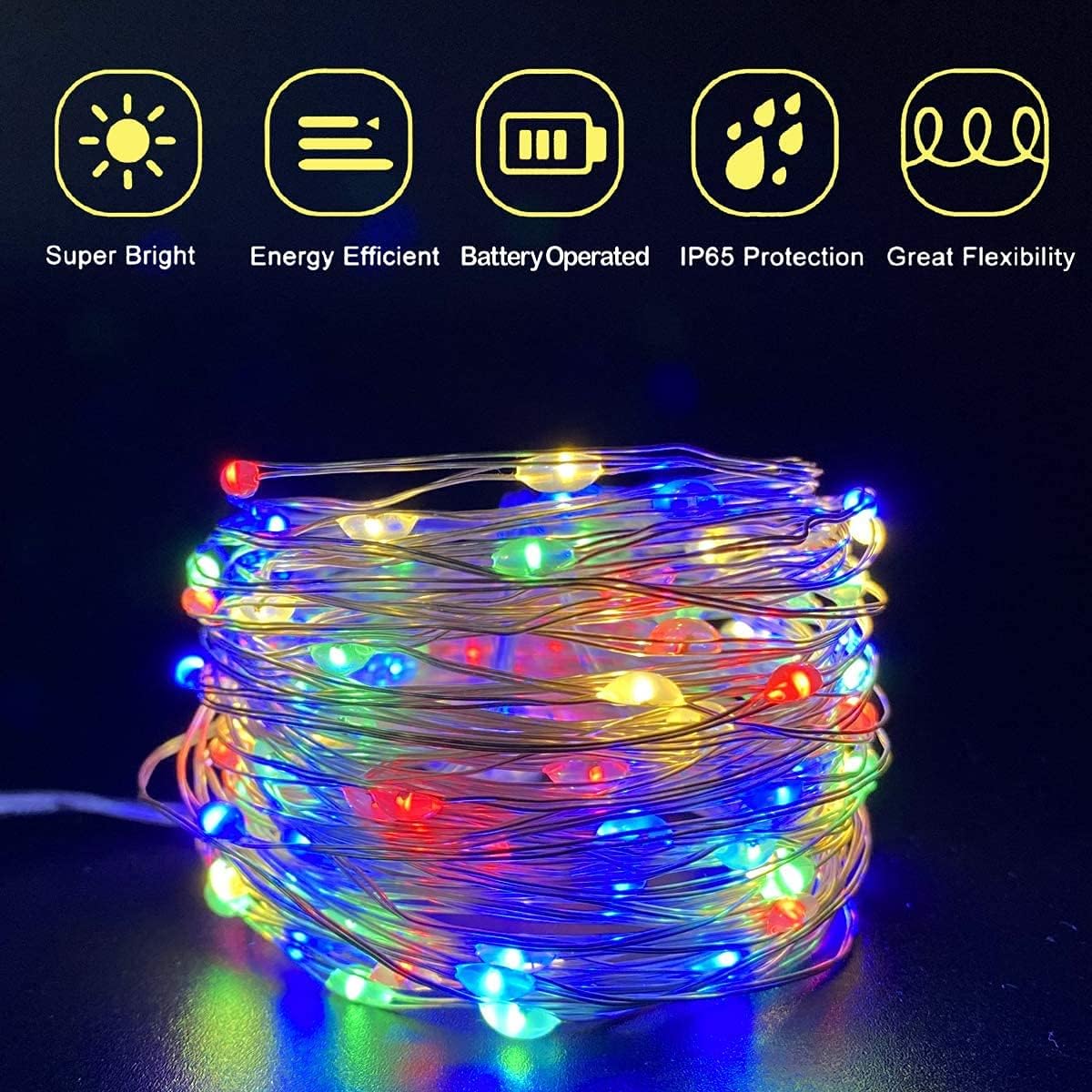 Detalle 2 de AcaJoe JT000130GYCA Fairy Lights, 2-Pack 33 ft, 100 LEDs, 8 Modes