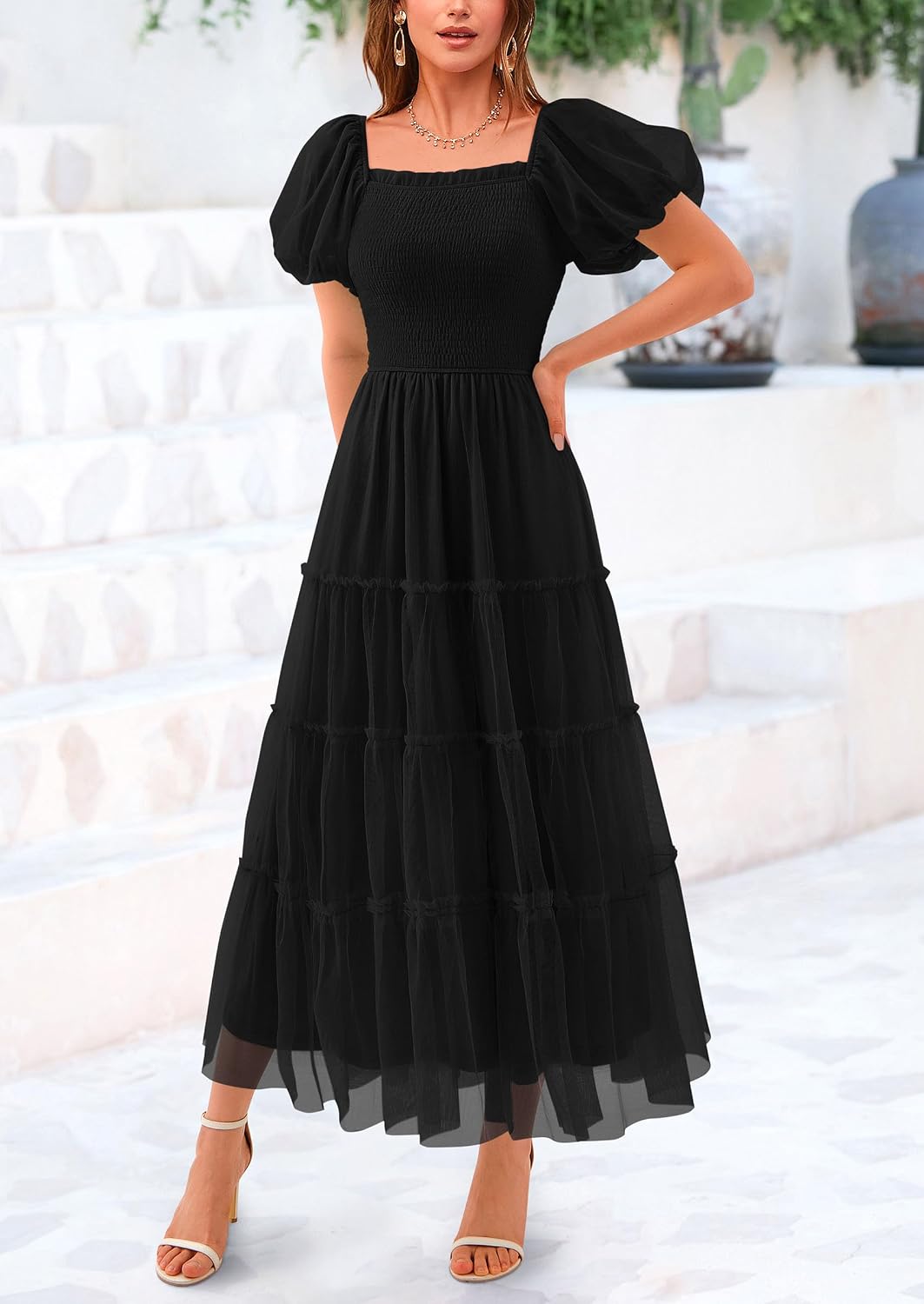 Thumbnail 5 de PRETTYGARDEN Smocked Midi Tulle Dress, Size S