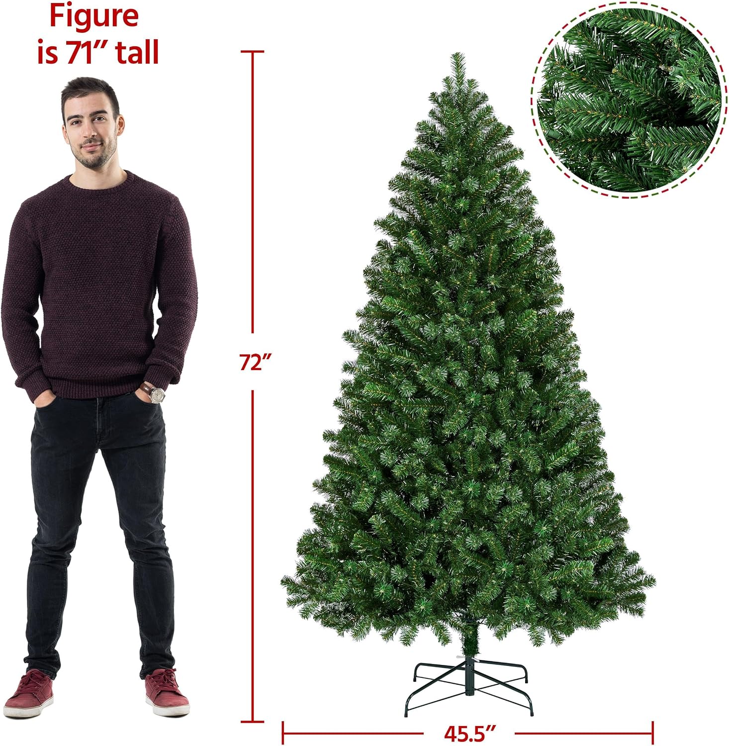 Detalle 2 de Yaheetech HWOA-100/2FR(0.2A) 6-ft Pre-Lit Spruce Christmas Tree