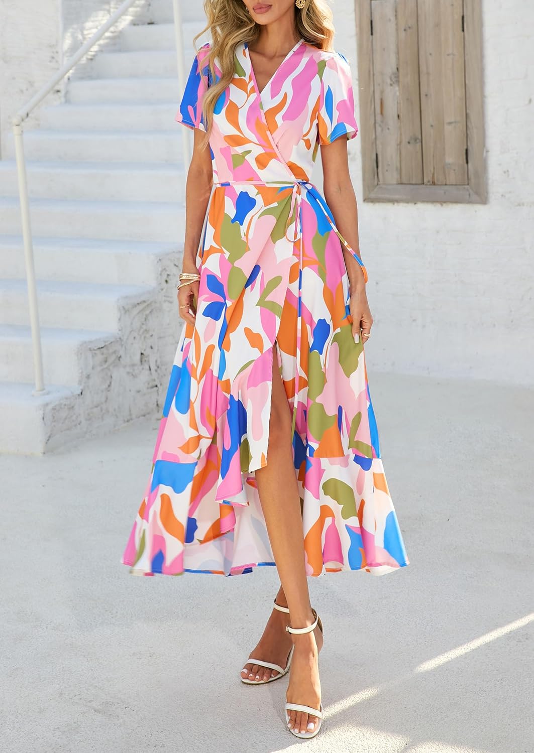 Thumbnail 6 de PRETTYGARDEN Women's Boho Floral Maxi Dress with V-Neck Wrap and Flowing Silhouette
