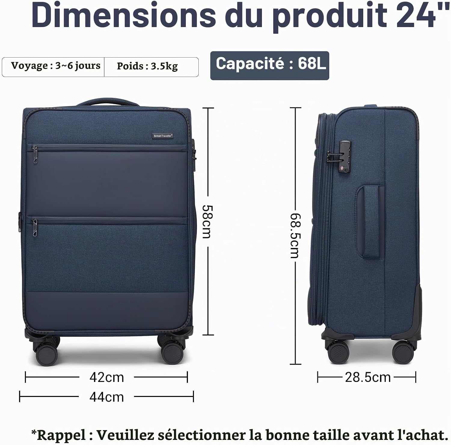 Thumbnail 1 de British Traveller Media medium koffer 68,5 cm, 68 l, TSA-slot en 4 wielen
