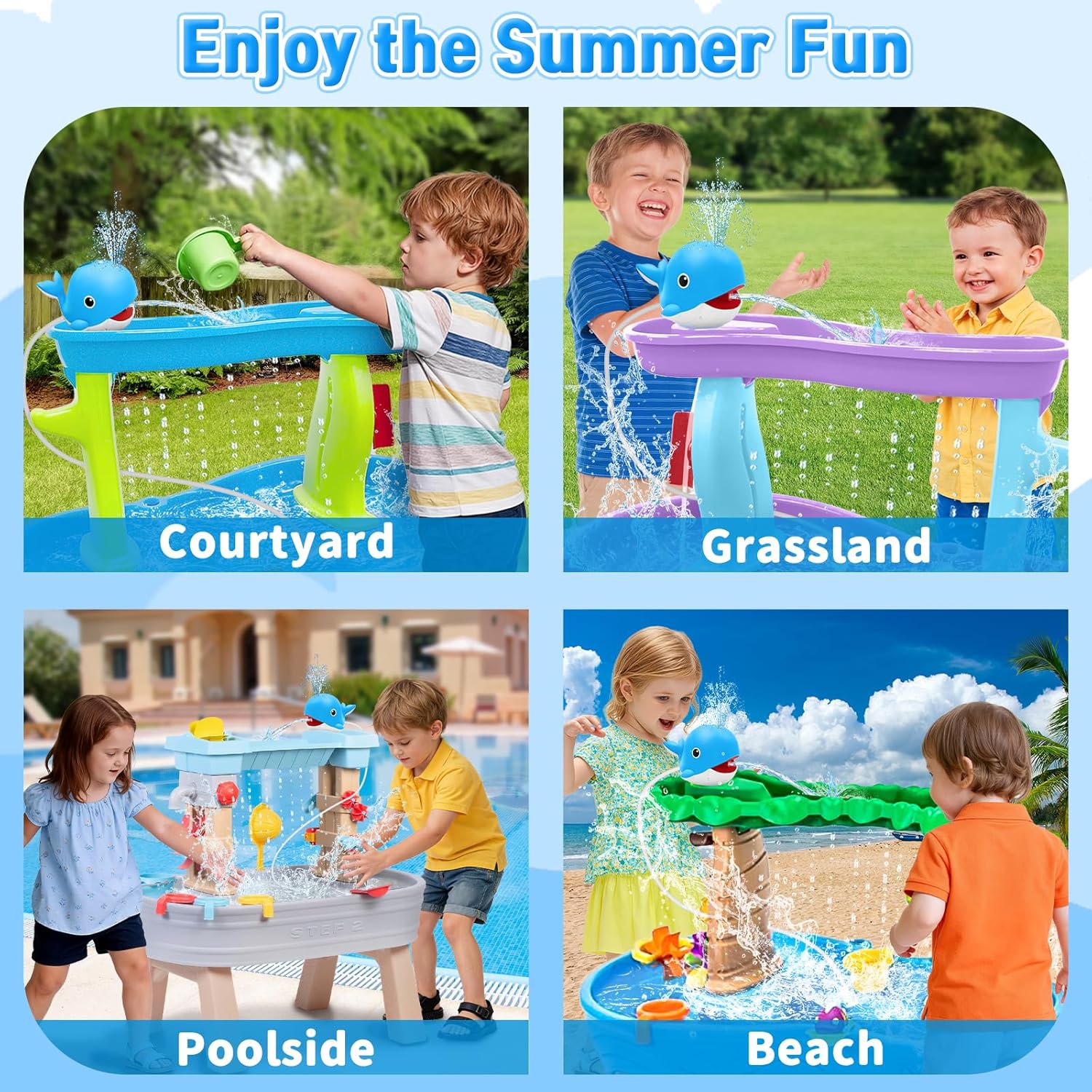Thumbnail 3 de Infowush Water Table Pump (Whale) – No-Drill Rechargeable Water Pump for Outdoor Kids’ Water Tables, Blue