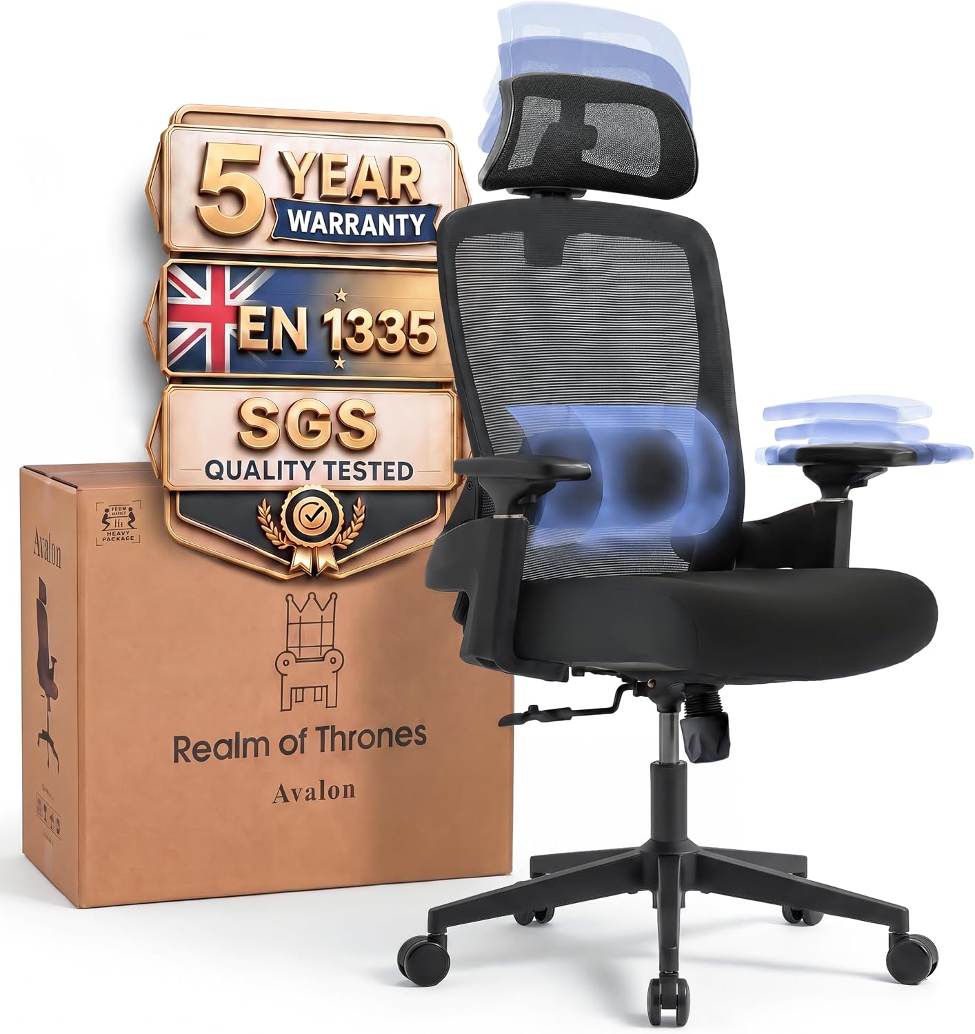 Realm of Thrones AVALON Ergonomic Office Chair – Black