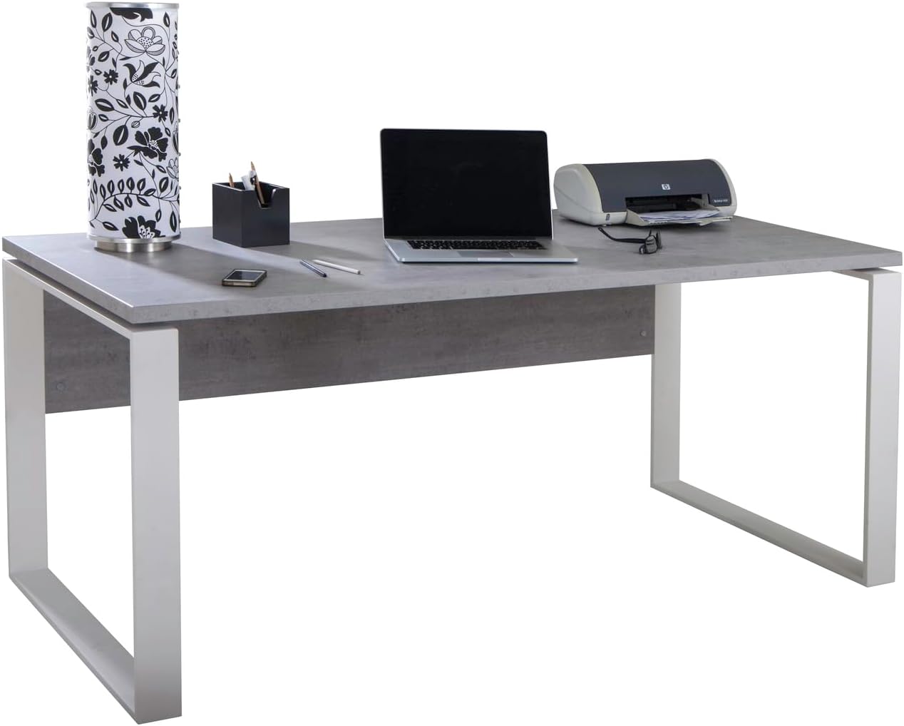 Detalle 2 de Composad Scrivania DISEGNO con gambe in metallo – 170 x 74,5 x 80 cm, Bianco laccato